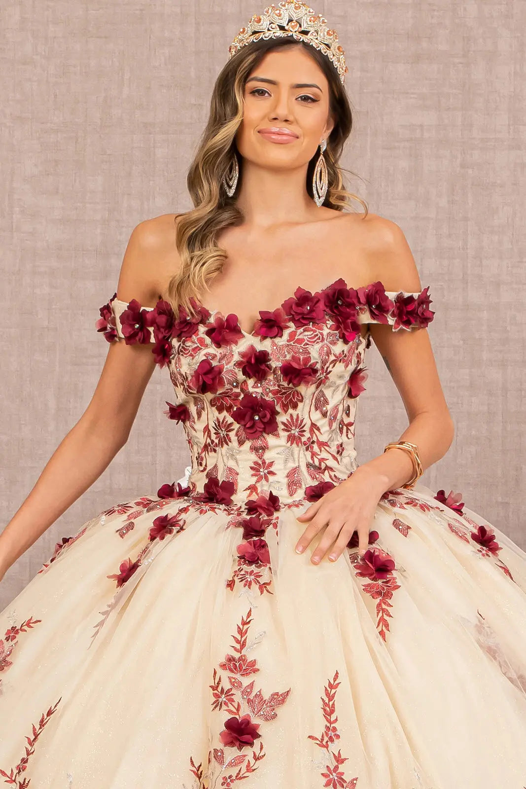 Vestido de XV Años Elizabeth K GL3105 - BURGUNDY/NUDE