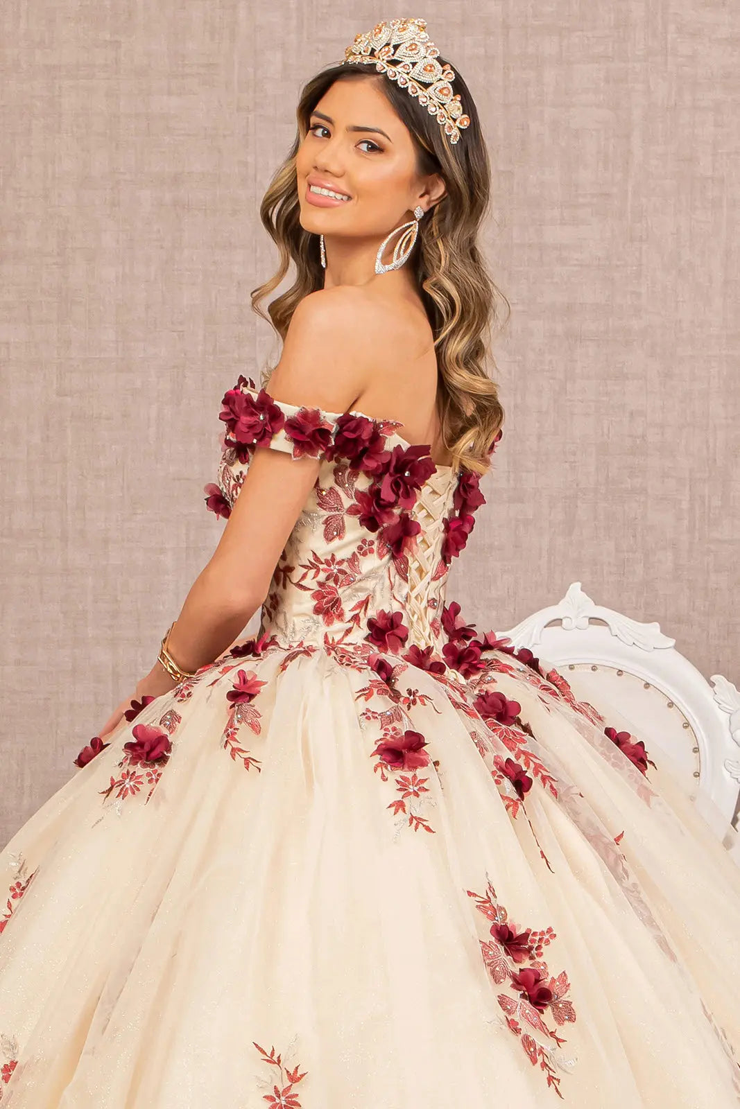 Vestido de XV Años Elizabeth K GL3105 - BURGUNDY/NUDE