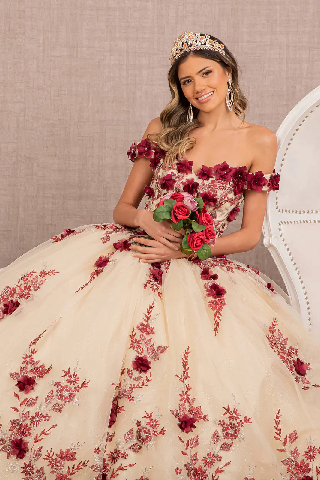 Vestido de XV Años Elizabeth K GL3105 - BURGUNDY/NUDE