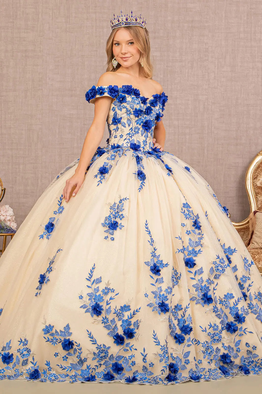 Vestido de XV Años Elizabeth K GL3105 - ROYAL BLUE/NUDE
