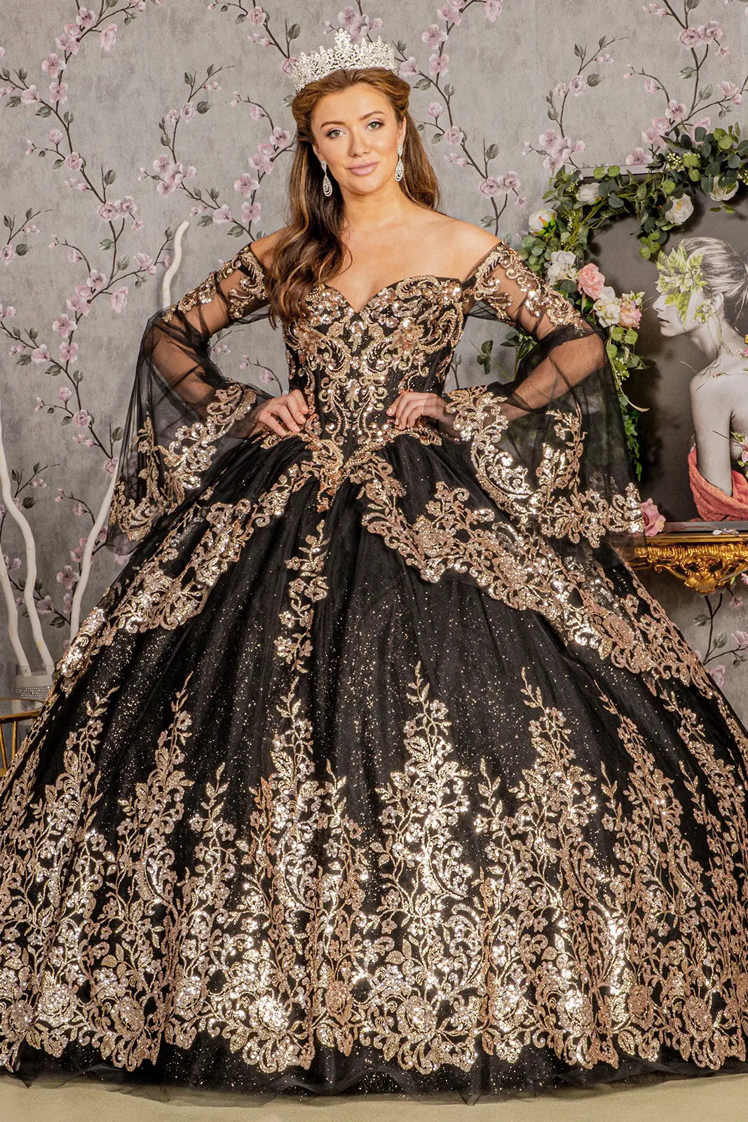 Vestido de XV Años Elizabeth K GL3184 - BLACK/GOLD