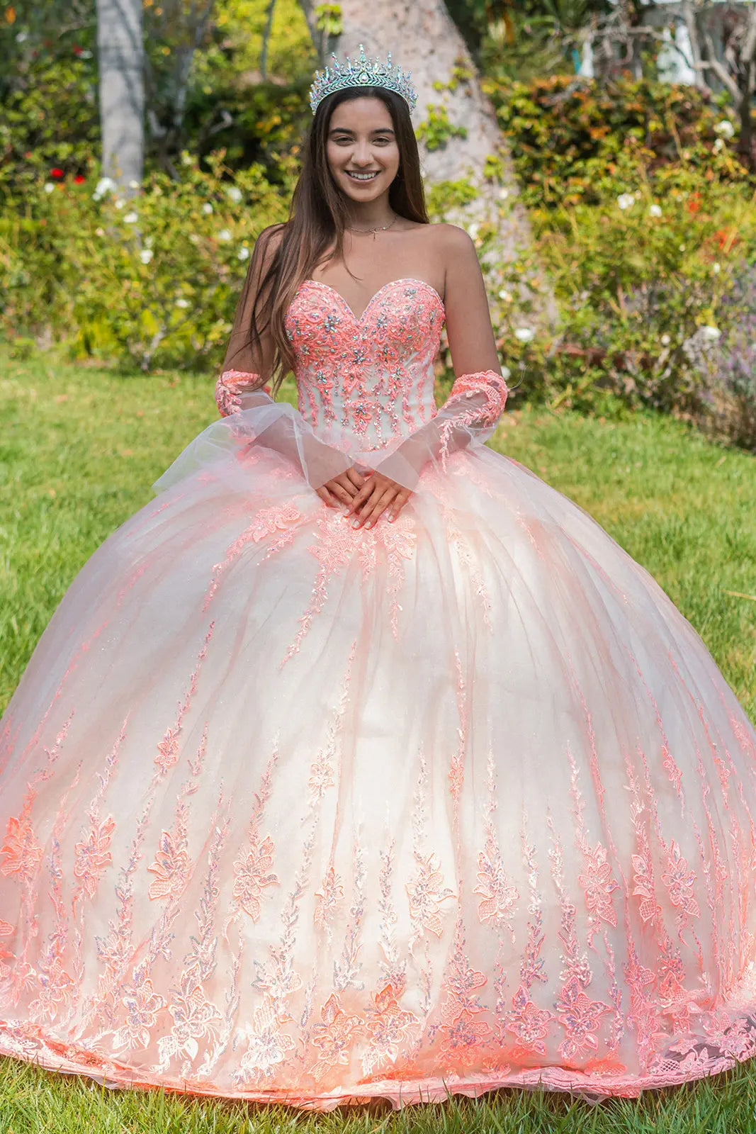 Vestido de XV Años GLS by Gloria GL3235 - ORANGE/CHAMPAGNE