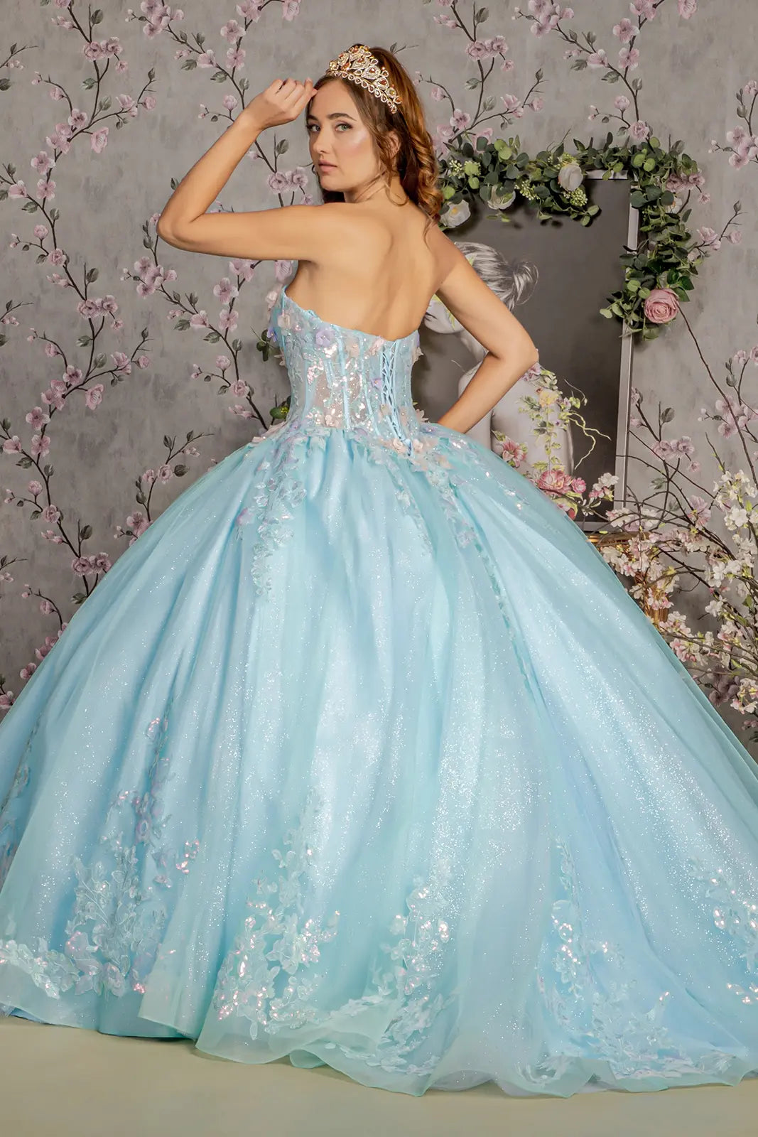 Vestido de XV Años GLS by Gloria GL3332 - TIFFANY BLUE