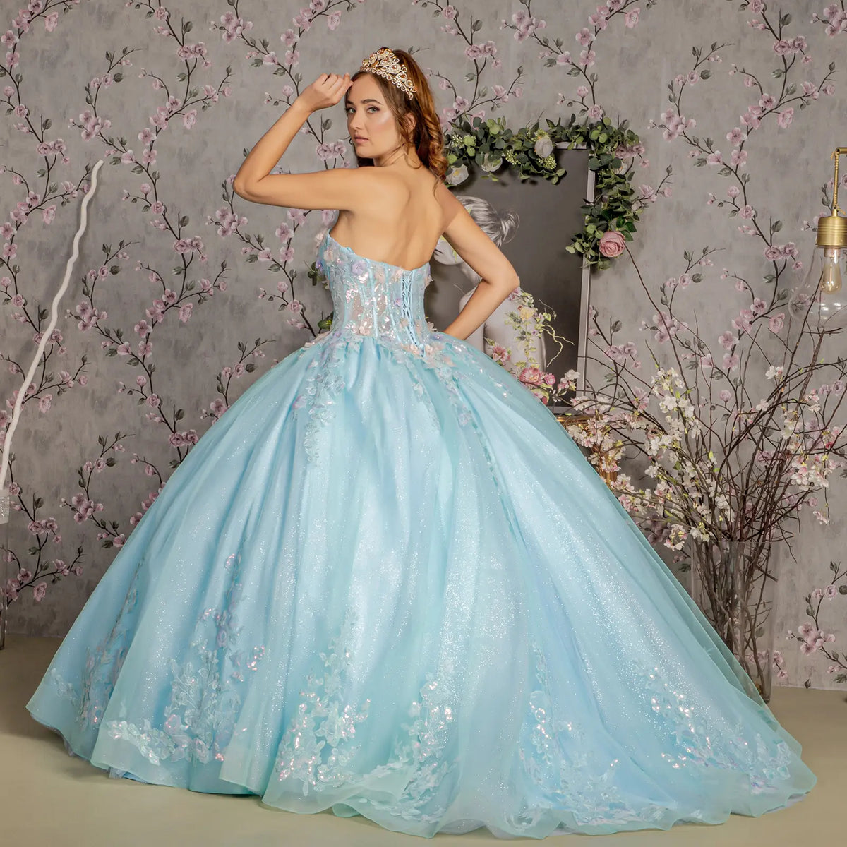 Vestido de XV Años GLS by Gloria GL3332 - TIFFANY BLUE
