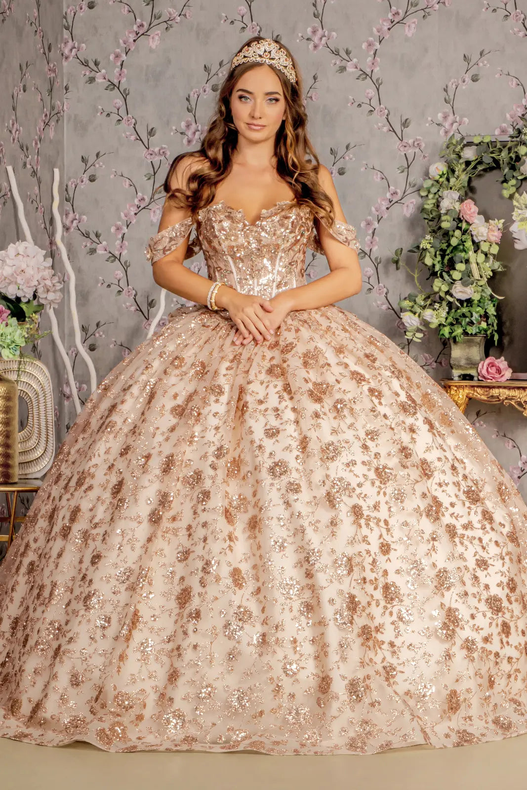 Vestido de XV Años GLS by Gloria GL3485 - CHAMPAGNE/GOLD