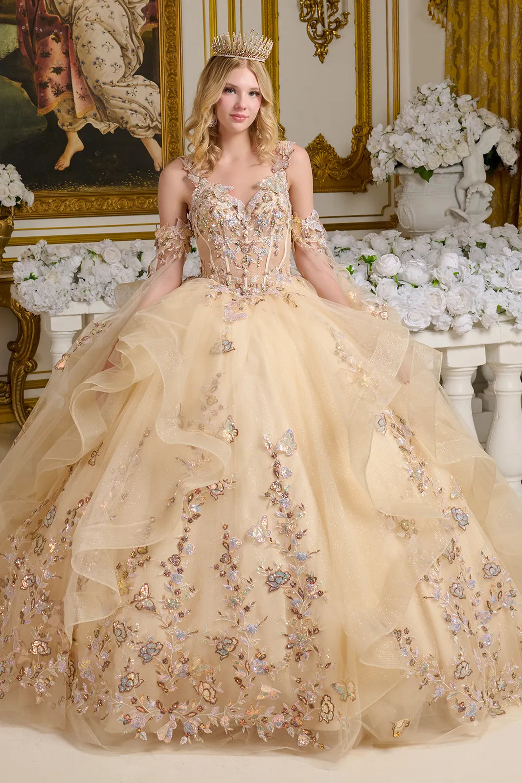 Vestido de XV Años Elizabeth K GL3648 - CHAMPAGNE