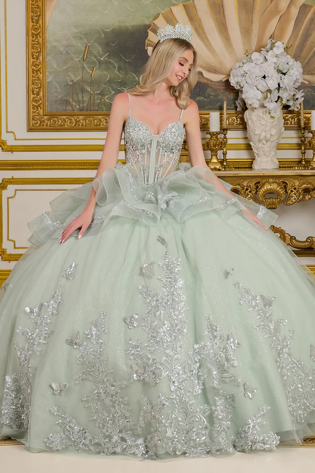 Vestido de XV Años Elizabeth K GL3649 - GRAY GREEN