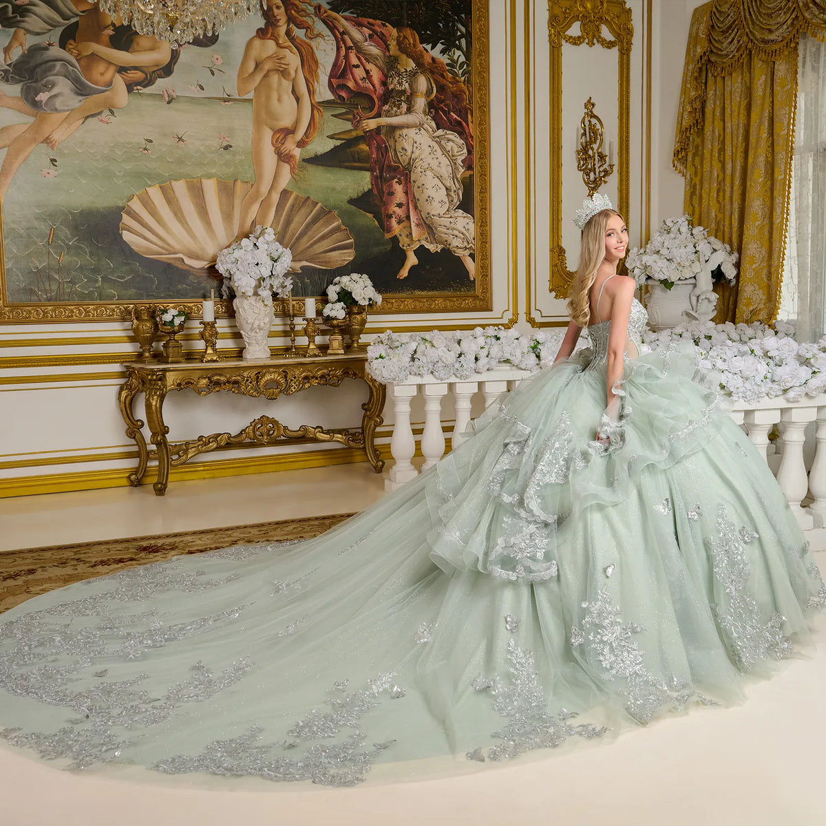 Vestido de XV Años Elizabeth K GL3649 - GRAY GREEN