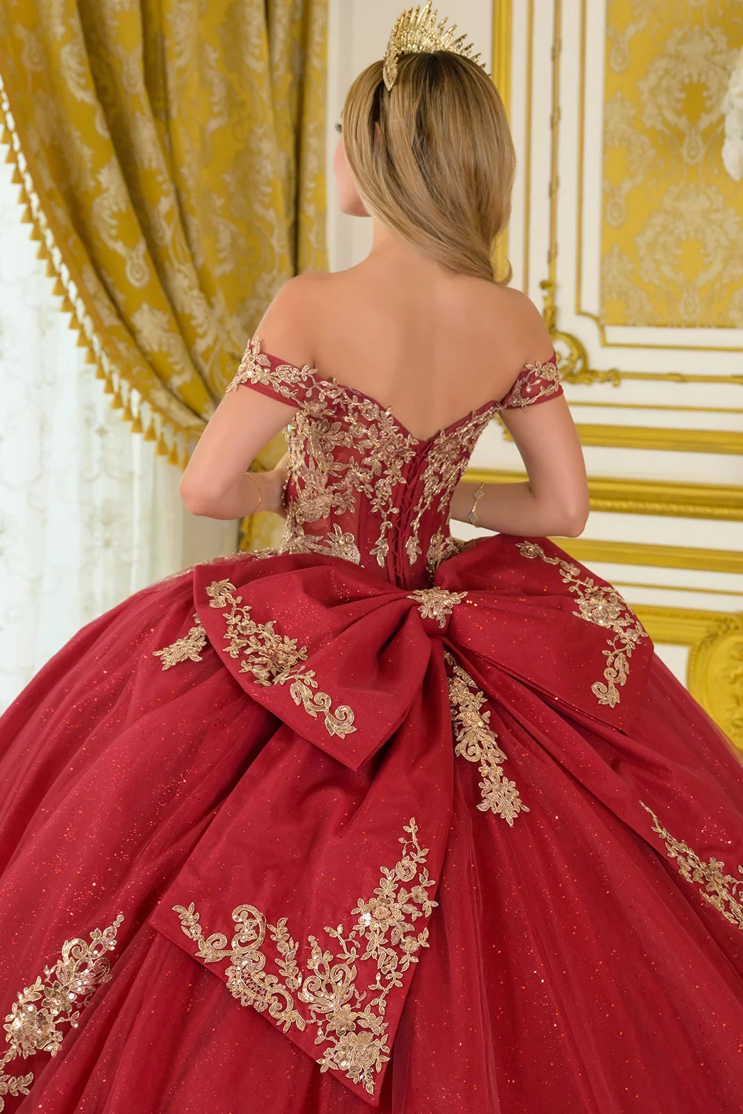 Vestido de XV Años Elizabeth K GL3673 - BURGUNDY/GOLD