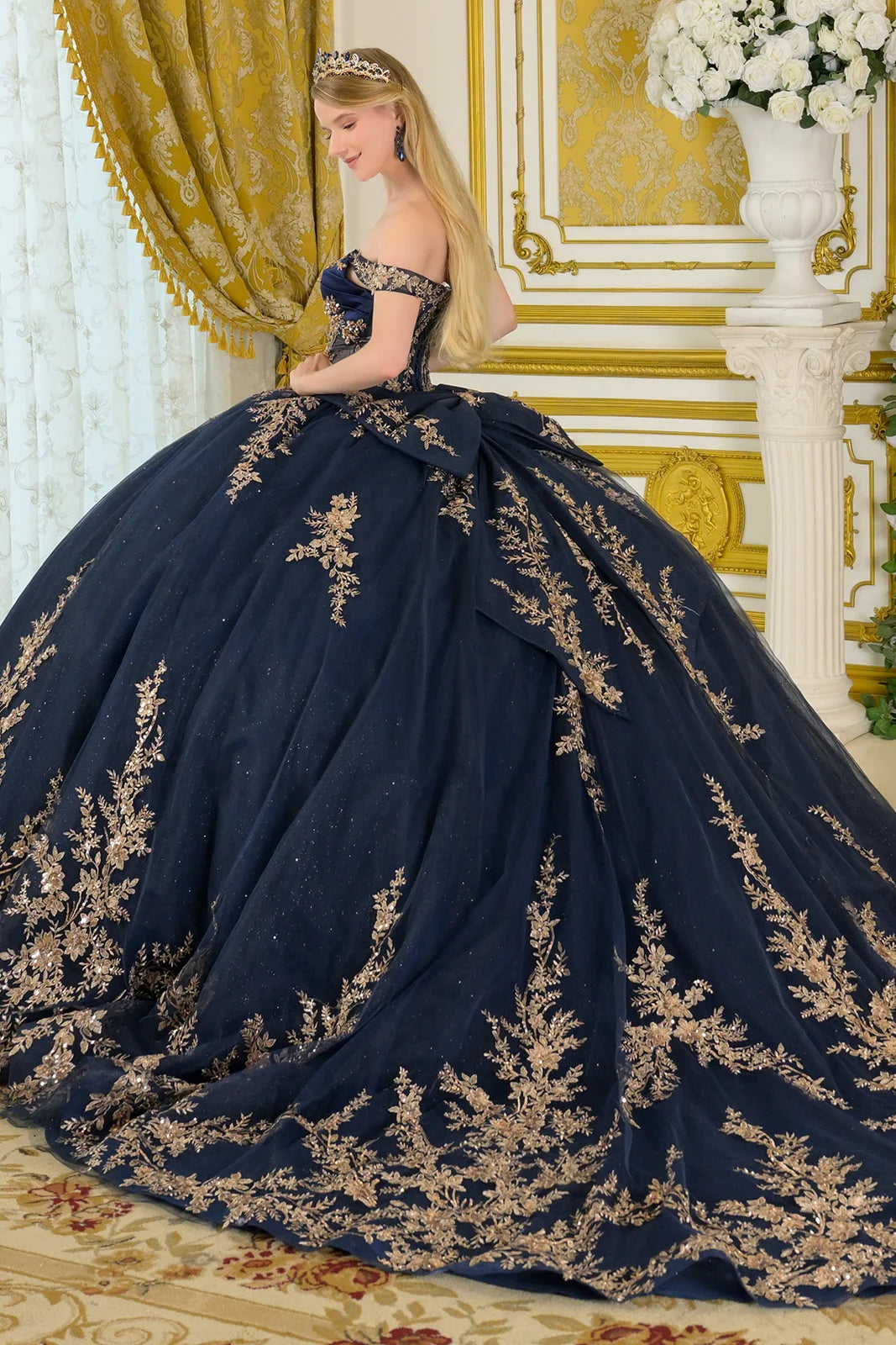 Vestido de XV Años Elizabeth K GL3674 - NAVY/GOLD