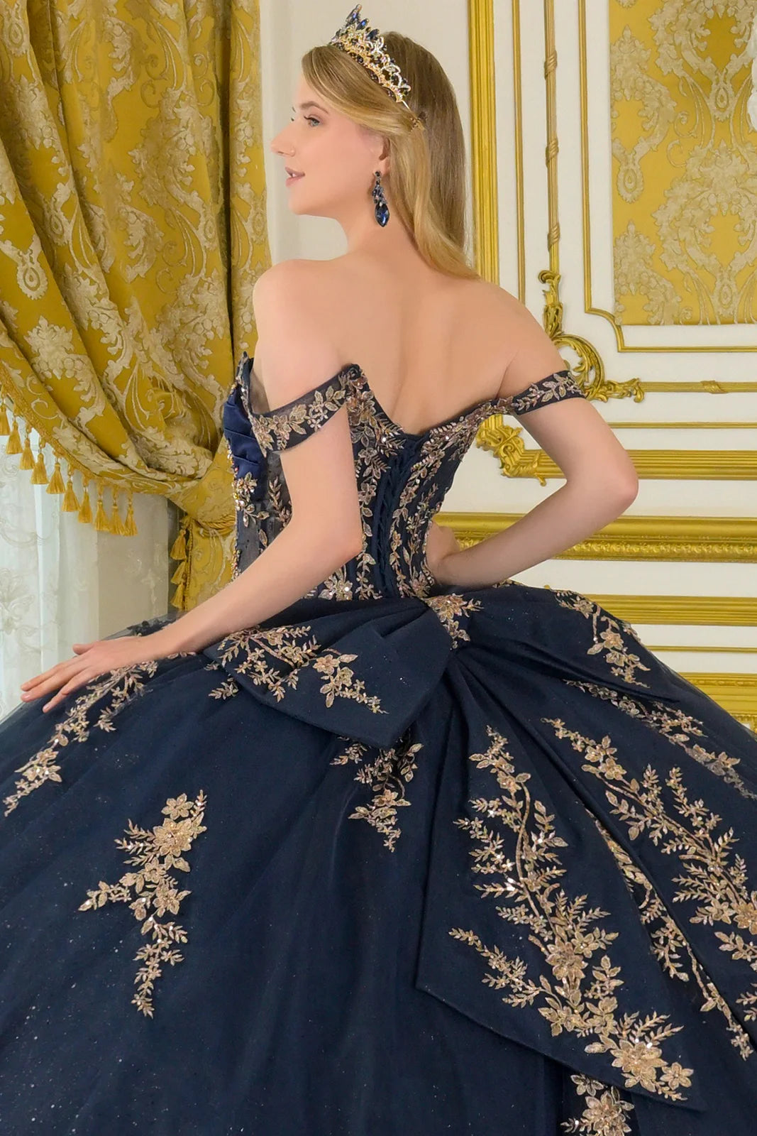 Vestido de XV Años Elizabeth K GL3674 - NAVY/GOLD