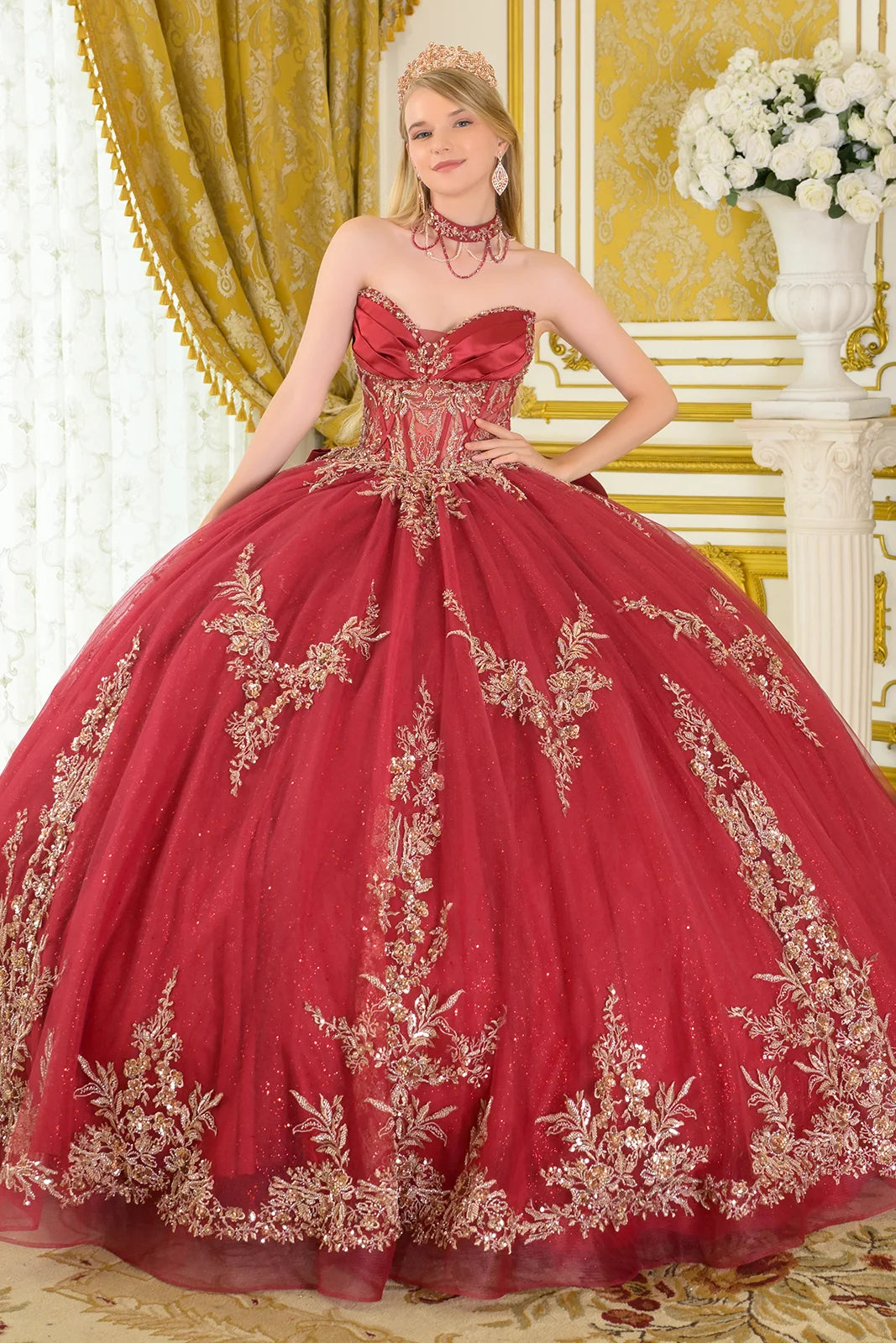 Vestido de XV Años Elizabeth K GL3675 - BURGUNDY
