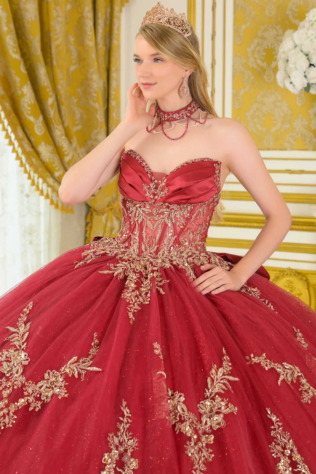 Vestido de XV Años Elizabeth K GL3675 - BURGUNDY