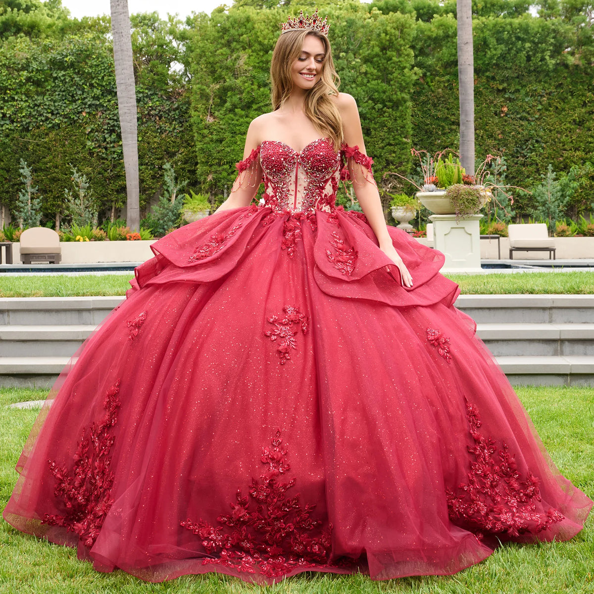 Vestido de XV Años Elizabeth K GL3676 - BURGUNDY