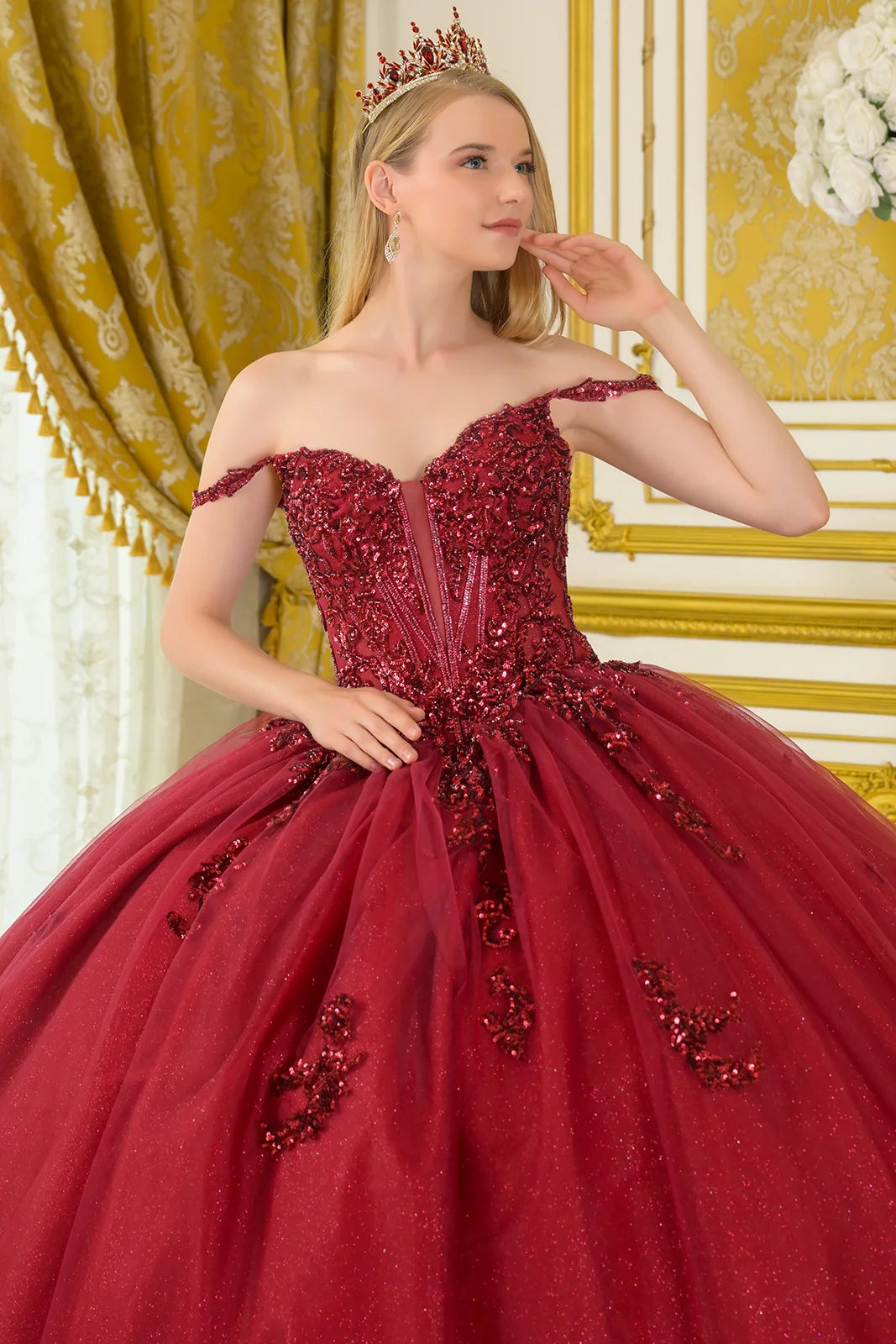 Vestido de XV Años Elizabeth K GL3712 - BURGUNDY