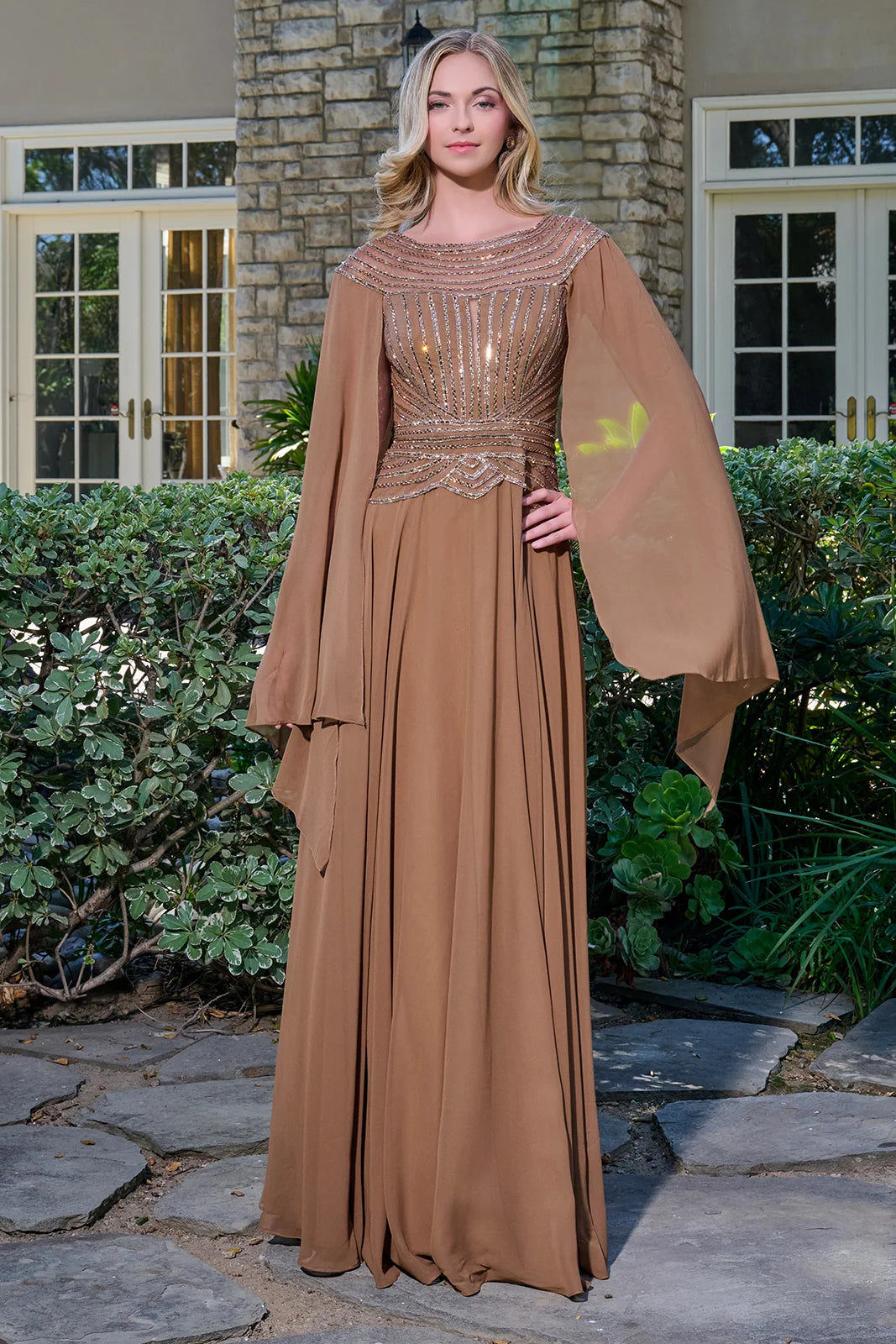Vestido para Mamá de la Novia GLS by Gloria GL3736 - CHOCOLATE BROWN