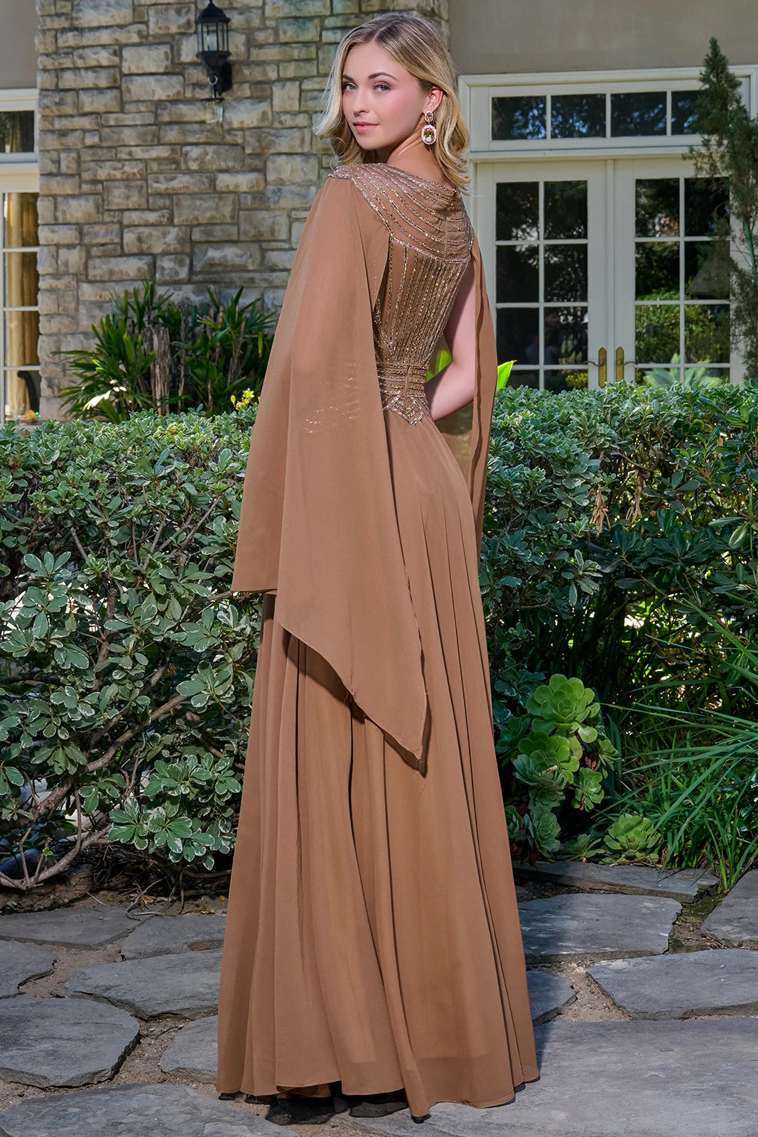 Vestido para Mamá de la Novia GLS by Gloria GL3736 - CHOCOLATE BROWN