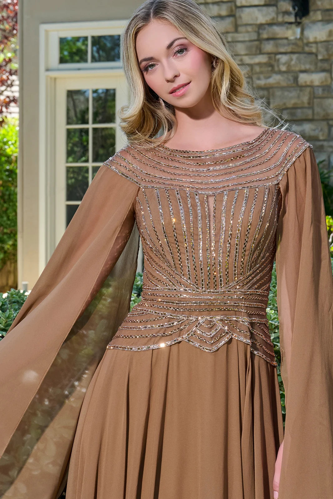 Vestido para Mamá de la Novia GLS by Gloria GL3736 - CHOCOLATE BROWN