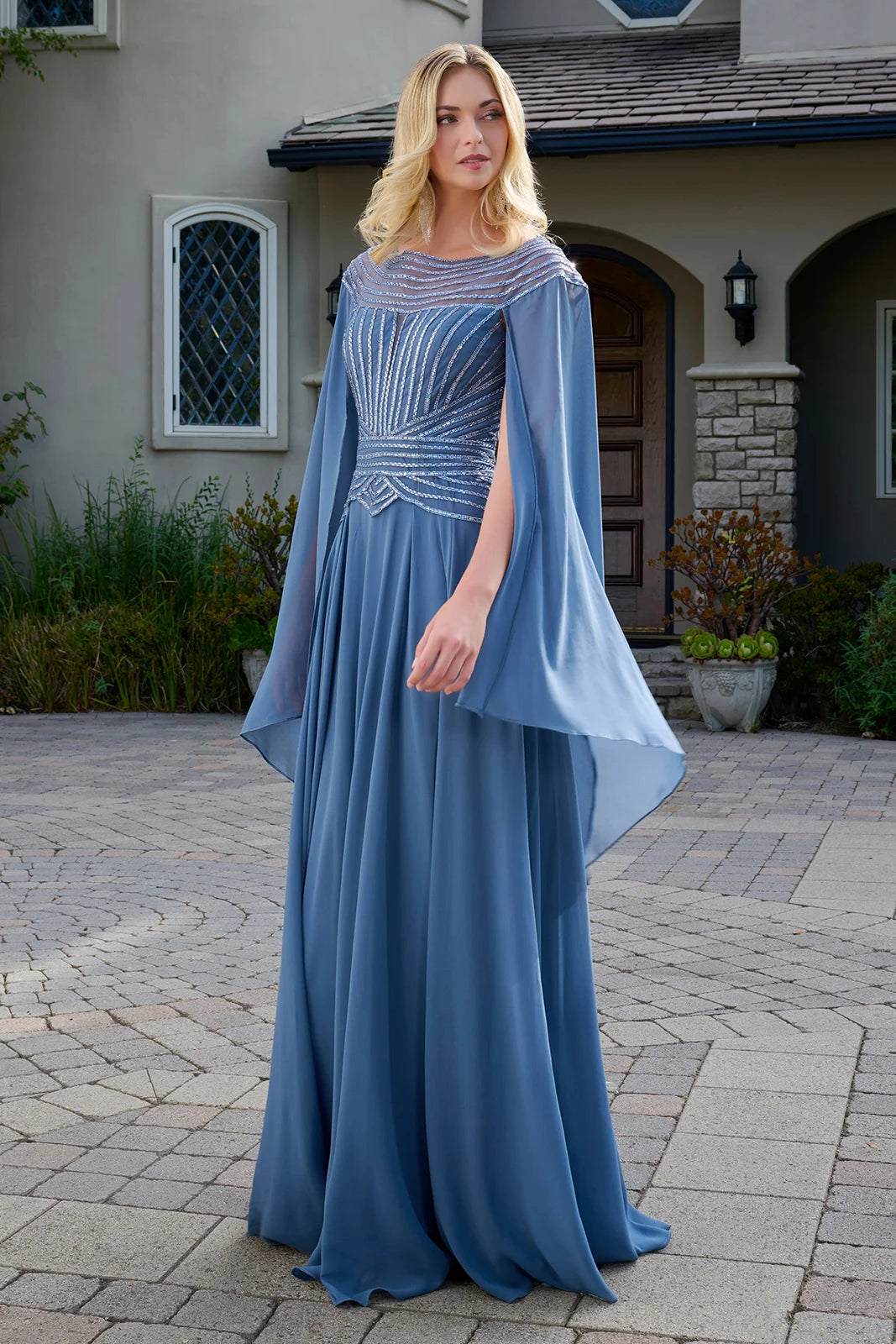 Vestido para Mamá de la Novia GLS by Gloria GL3736 - SMOKY BLUE