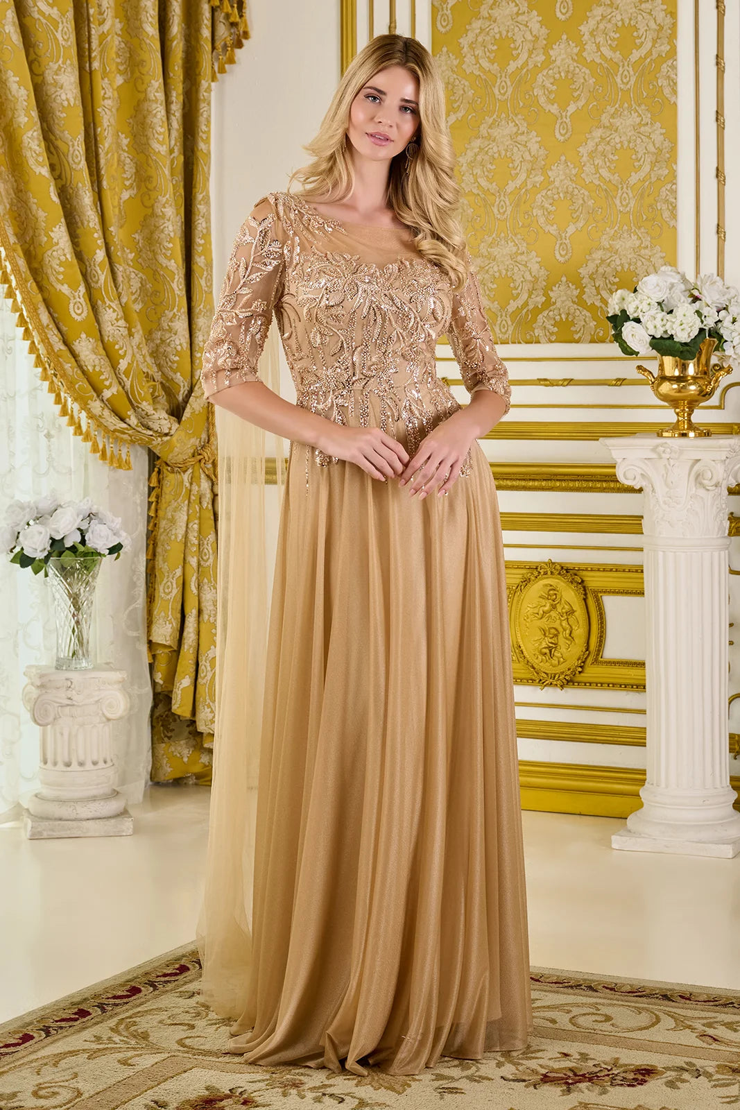 Vestido para Mamá de la Novia GLS by Gloria GL3788 - CHAMPAGNE