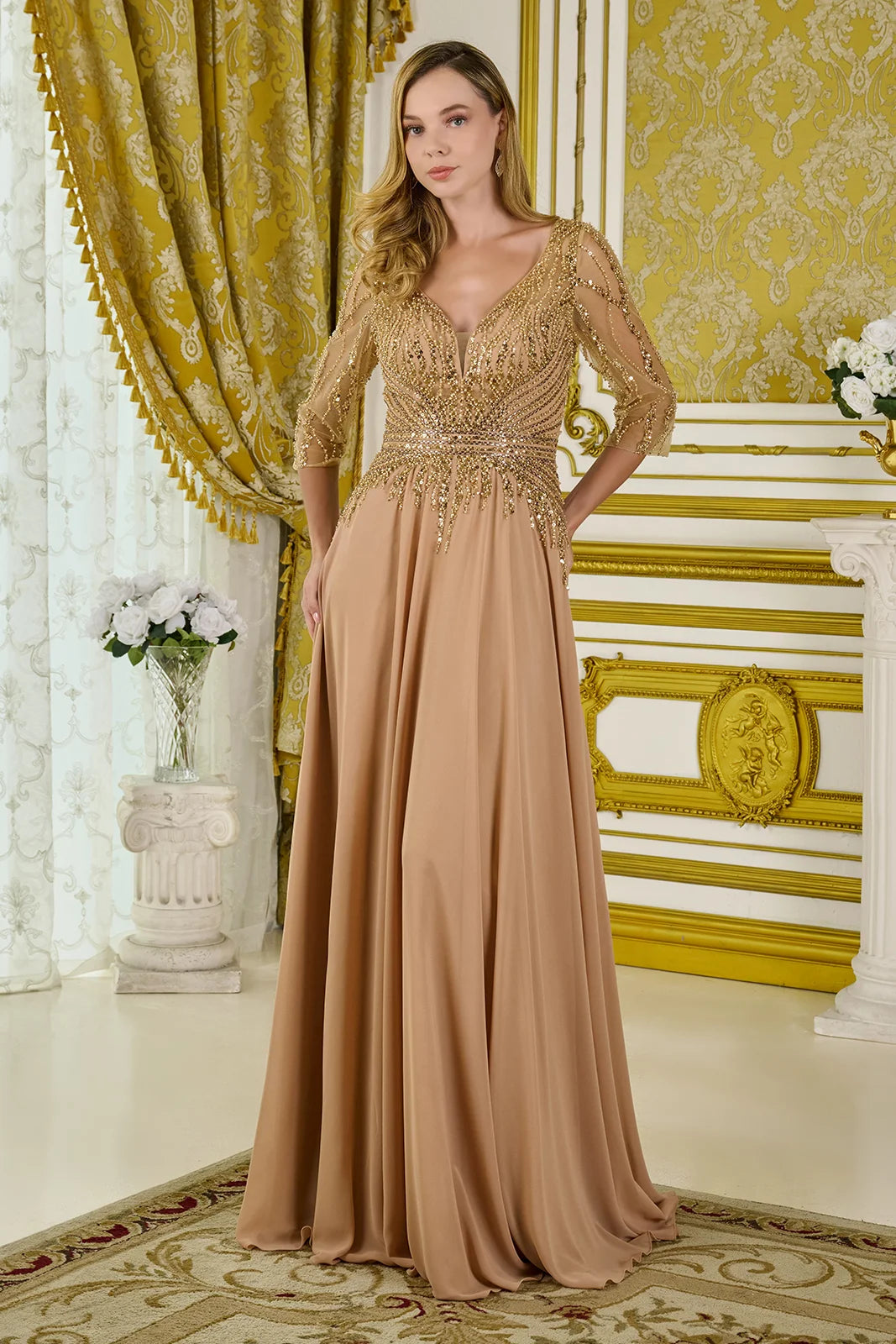 Vestido para Mamá de la Novia GLS by Gloria GL3796 - GOLD