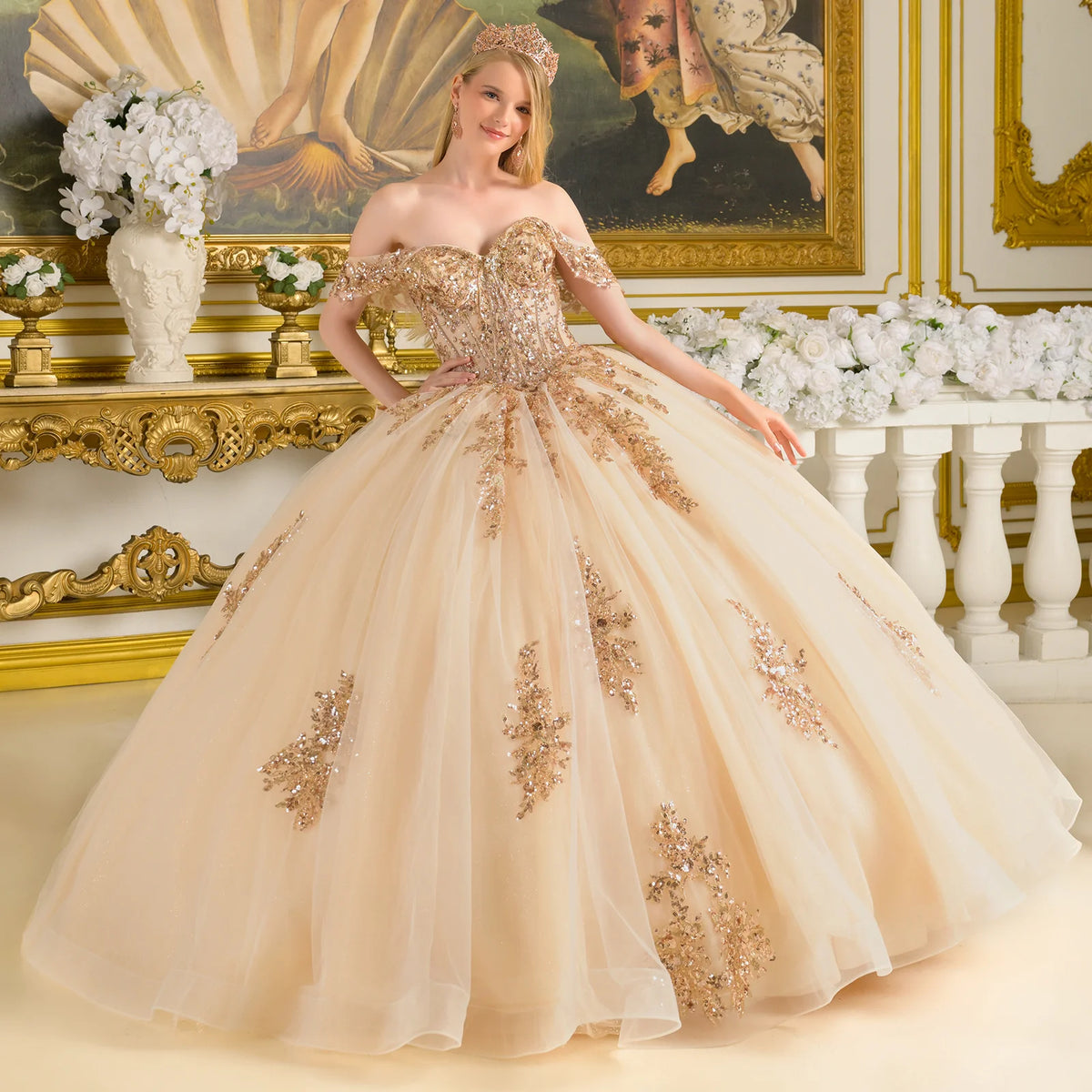 Vestido de XV Años Elizabeth K GL3816 - CHAMPAGNE