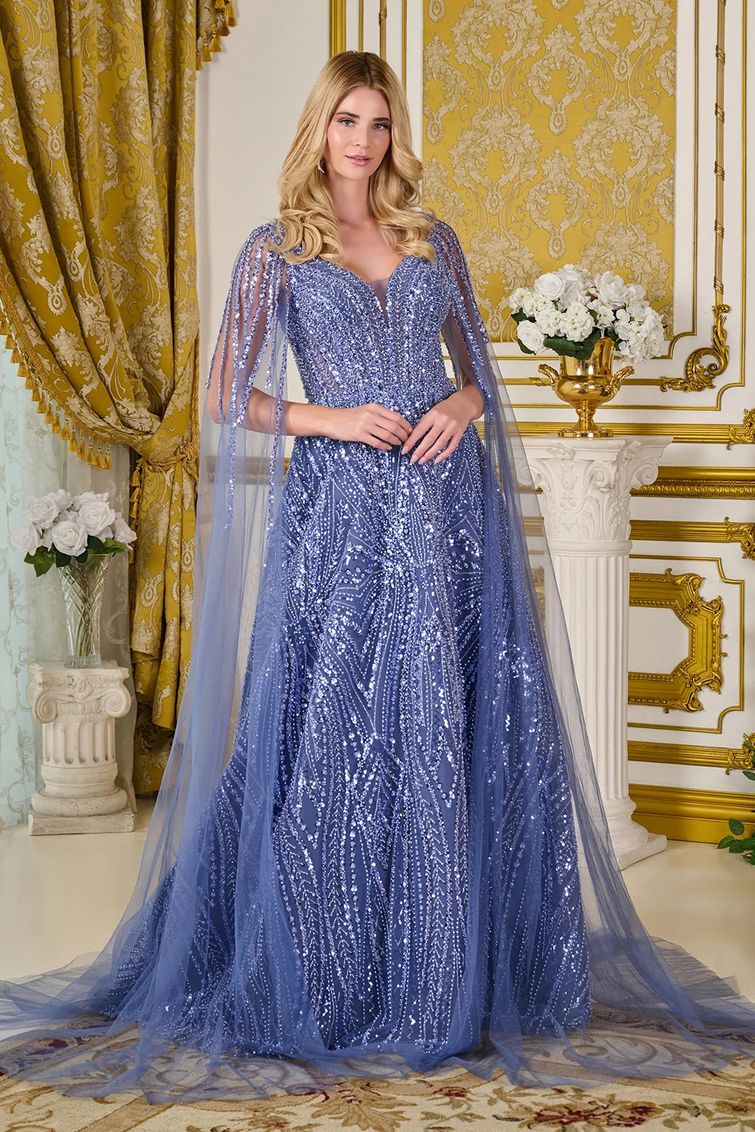Vestido para Mamá de la Novia GLS by Gloria GL3833 - SMOKY BLUE