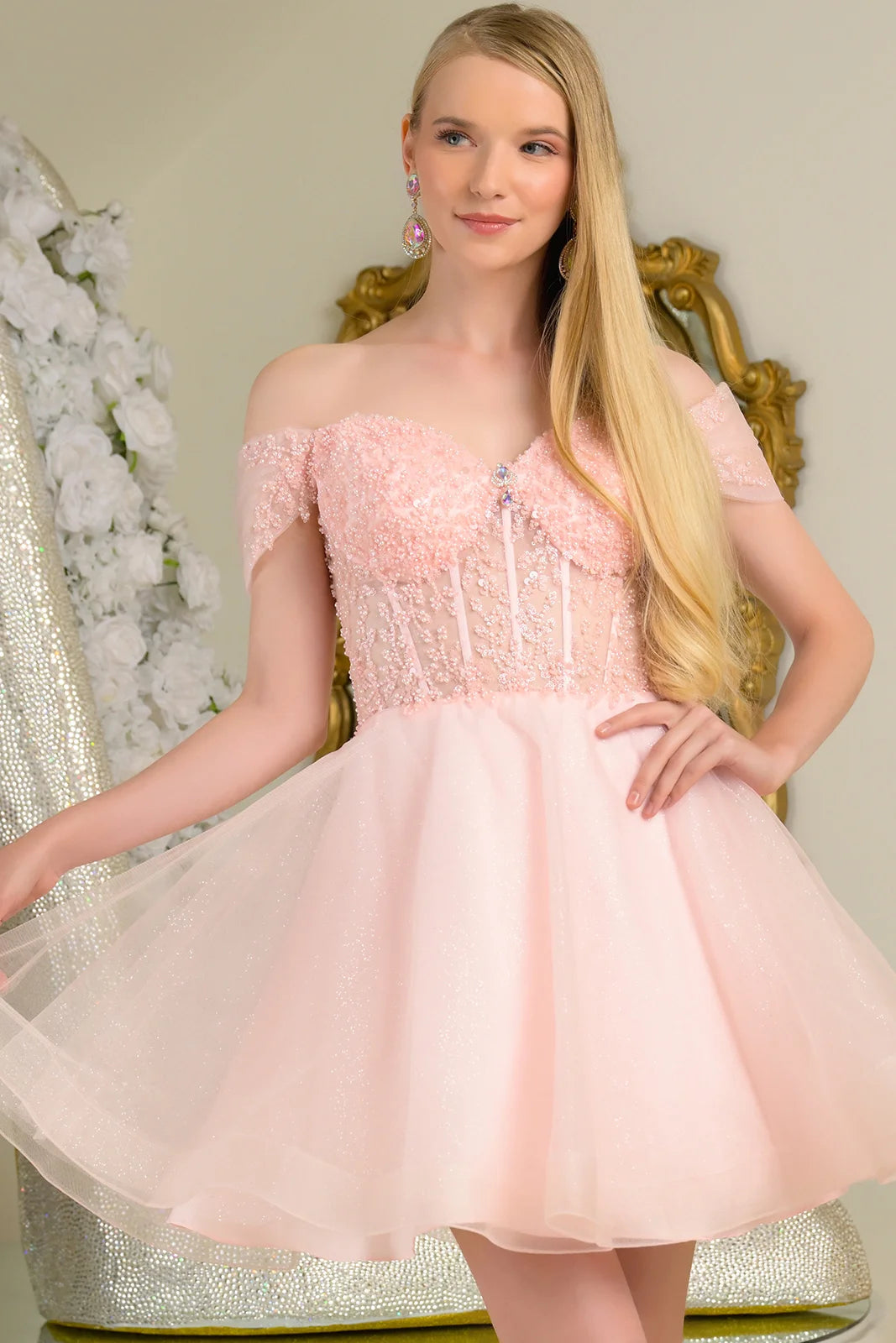 Vestido Corto de Cóctel Elizabeth K GS3684 - BLUSH