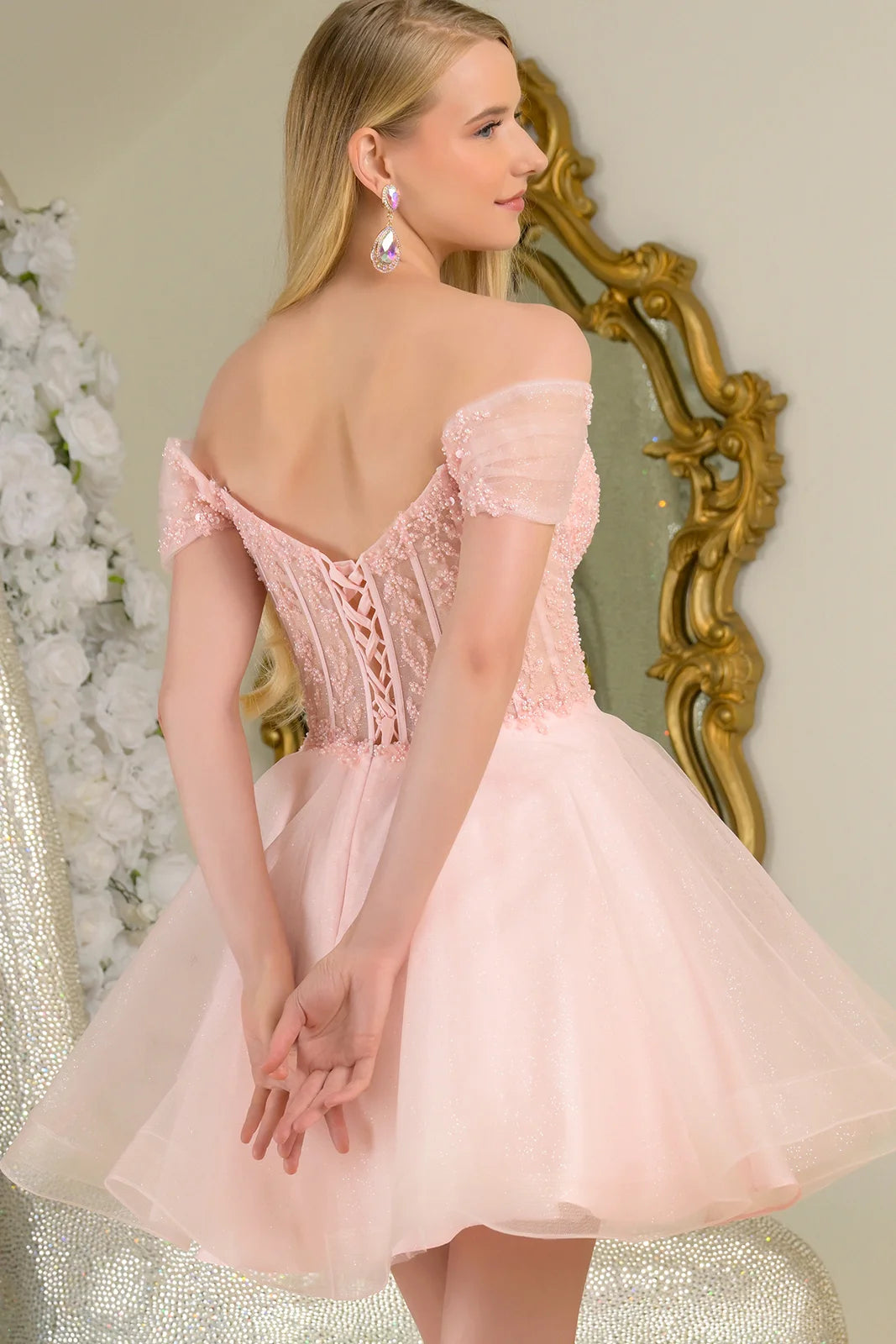 Vestido Corto de Cóctel Elizabeth K GS3684 - BLUSH