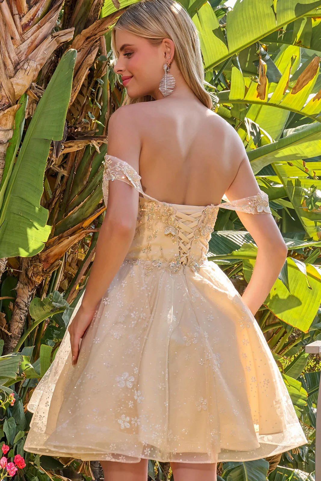 Vestido Corto de Cóctel Elizabeth K GS3685 - CHAMPAGNE