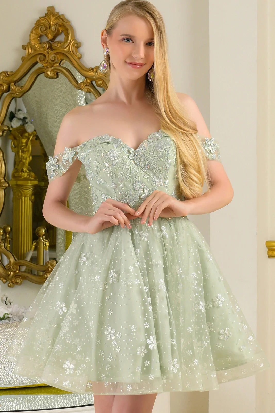Vestido Corto de Cóctel Elizabeth K GS3685 - SAGE