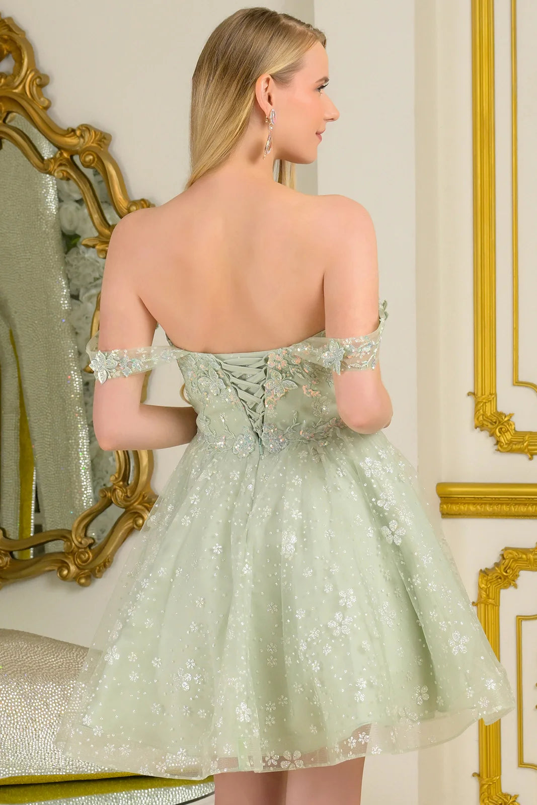 Vestido Corto de Cóctel Elizabeth K GS3685 - SAGE