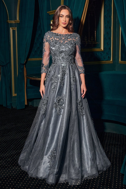 Vestido de gala largo de encaje J883